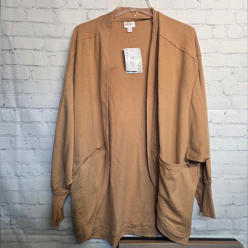 Lularoe Kennedy Tan Open Front Cardigan